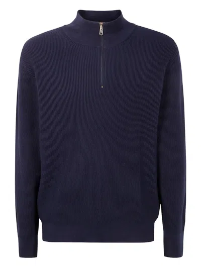 PAUL SMITH RIBBED ZIP-NECK SWEATER