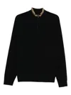 Paul Smith Ribbed Zip-neck Sweater In Black