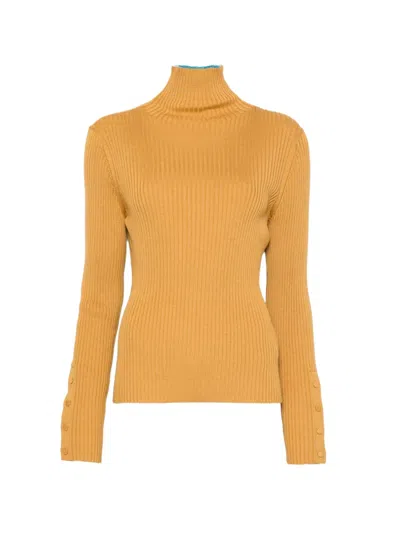 Paul Smith Ribbed-knit Button-cuff Sweater In Orange
