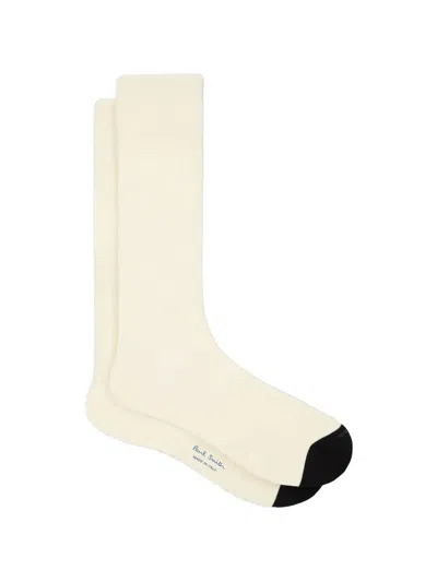 Paul Smith Ribbed-knit Contrast-toe Socks In White