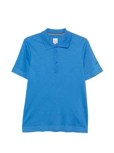 Paul Smith Ribbed-knit Polo Shirt In Blue