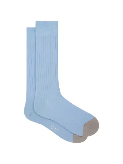Paul Smith Ribbed-knit Socks In Blue