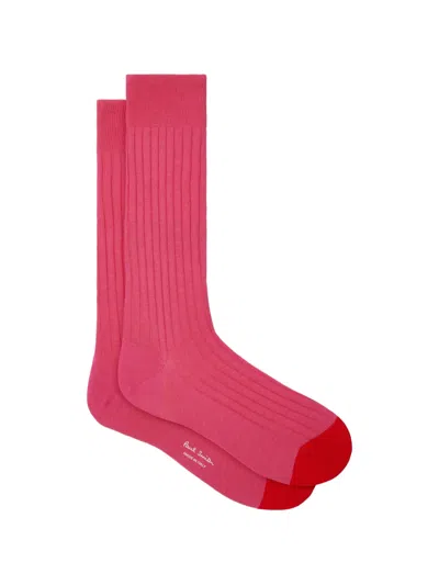 Paul Smith Ribbed-knit Socks In Pink