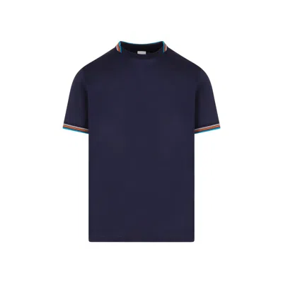 PAUL SMITH RIGHE NAVY COTTON T-SHIRT