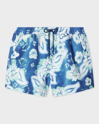 Paul Smith Riso Floral Mens Swimshorts In Blue