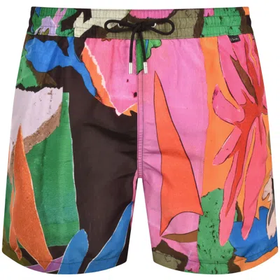 Paul Smith River Collage Swim Shorts Black In Multi