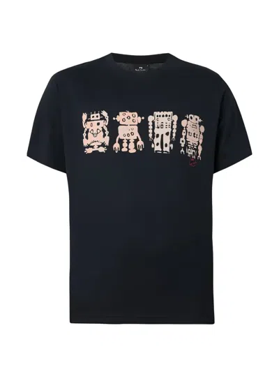Paul Smith Robot-print T-shirt In Blue