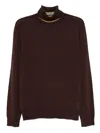 Paul Smith Dark Brown Merino Wool Roll Neck Sweater In Multi