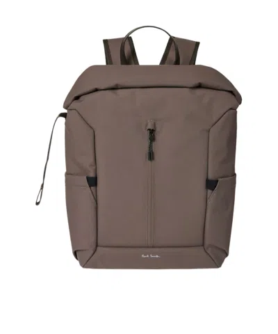 Paul Smith Roll-top Backpack In Brown