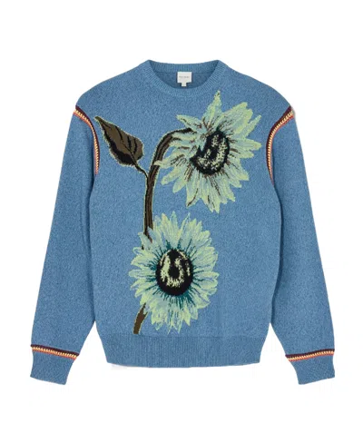 Paul Smith Round-neck Long-sleeved Sweater In Blue
