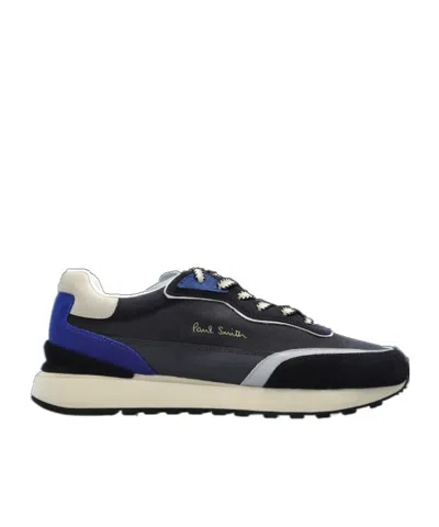 Paul Smith Navy Leather Aston Trainers In Multi