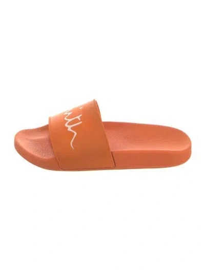 Pre-owned Paul Smith Rubber Printed Slides In Orange