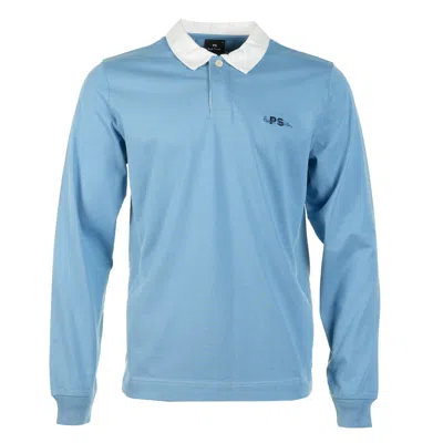 Paul Smith Rugby Long Sleeve Emblem Polo Light Blue