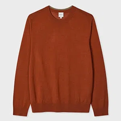 Paul Smith Rust Brown Washable Merino Wool Sweater Orange In Burgundy