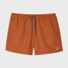 Paul Smith Rust Orange Zebra Logo Swim Shorts In Brown