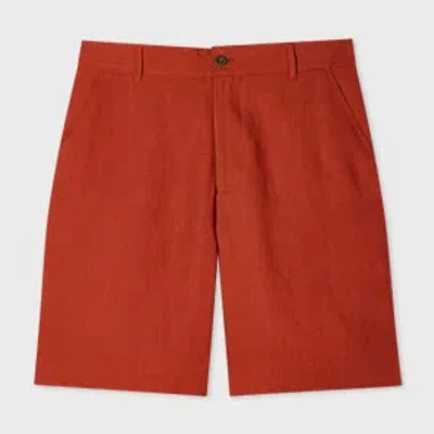Paul Smith Rust Red Linen Shorts Orange