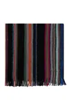 Paul Smith Sciarpa Multicolore In Lana A Righe In Black