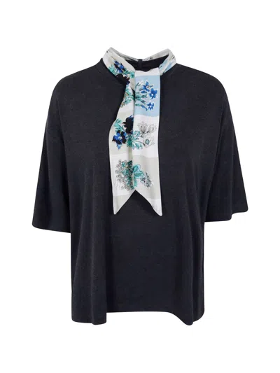 Paul Smith Scarfed Cotton T-shirt In Multi