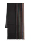 Paul Smith Wool-silk Signature Stripe Scarf In Black