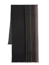 Paul Smith Wool-silk Signature Stripe Scarf In Black