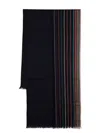 Paul Smith Wool-silk Signature Stripe Scarf In Blue