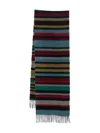 Paul Smith Multicolour Stripe Cashmere Scarf With Fringed Edges In Multi