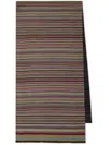 Paul Smith Men Signature Stripe Wool And Silk Scarf In Multi