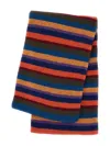 Paul Smith Bordeaux Horizontal Striped Wool Scarf In Multi
