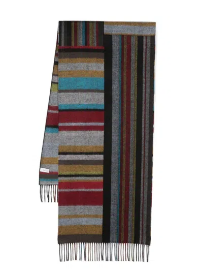 Paul Smith Striped Fringed Scarf In Multicolour