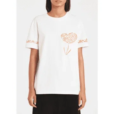 Paul Smith Womens Star Stitch Heart T-shirt In White