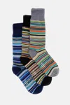 Paul Smith Signature Stripe 3pack Socks In Multi