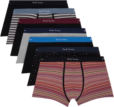 Paul Smith Seven-pack Multicolor Signature Stripe & Pattern Boxer Briefs In 1a Multicolour