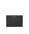 Paul Smith Shadow-stripe Leather Cardholder In Black