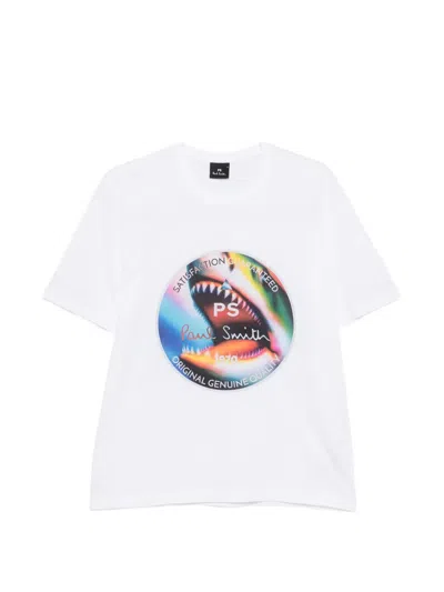 Paul Smith Shark-print T-shirt In White