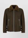 Paul Smith Shearling Collar Jacket With Adjustable Side Tabs In Brown