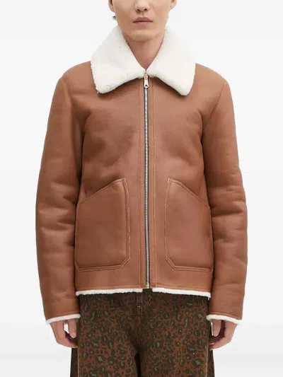 Paul Smith Shearling-collared Leather Jacket