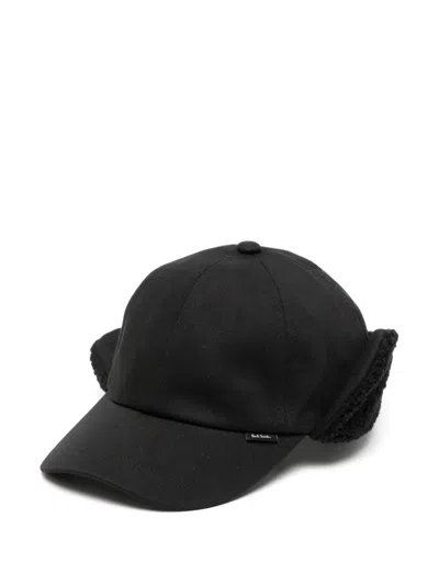 Paul Smith Shearling-ear Cap In Black