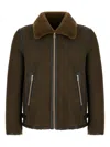Paul Smith Shearling Collar Jacket With Adjustable Side Tabs In Brown