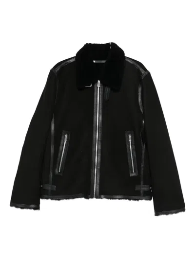 PAUL SMITH SHEARLING-TRIM LEATHER COAT