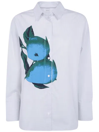 Paul Smith Fruit-print Striped Shirt In White