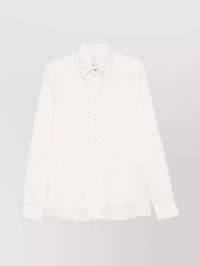 Paul Smith Shirt Long Sleeve Curved Hem In White