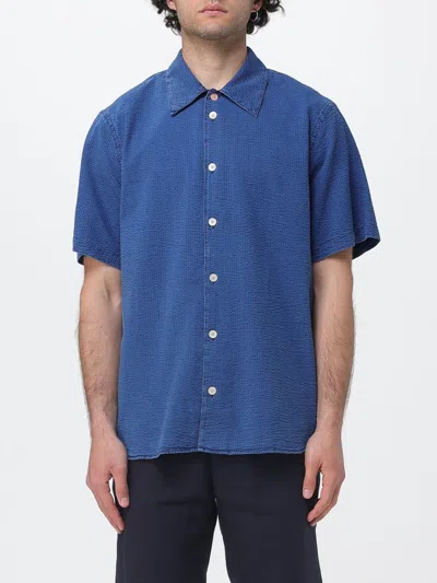Paul Smith Seersucker Short-sleeve Shirt In Blue