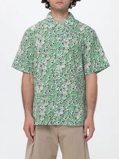 Paul Smith Field Blooms Cotton Shirt Short Sleeves In Green