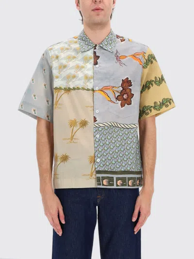 Paul Smith Textile Patchwork Muted Tones Casual Shirt In Multi
