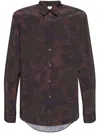Paul Smith Camouflage Floral Print Shirt With Rear Curved Hem In Gray