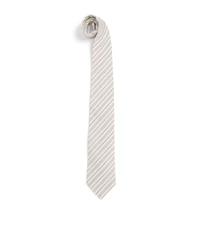 Paul Smith Shirting Stripe Tie In Neutral