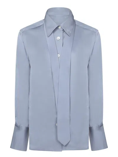 Paul Smith Blue Shirt With Classic Collar And Front Tie Detail