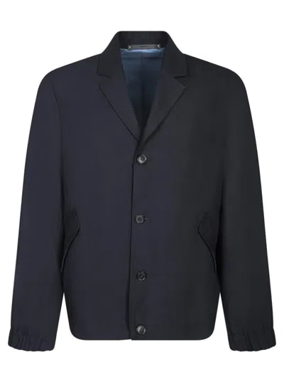 Paul Smith Linen Overshirt With Classic Lapels In Blue