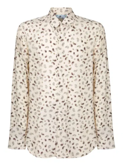 Paul Smith Paisley Patterned Shirt With Classic Collar In Neutral