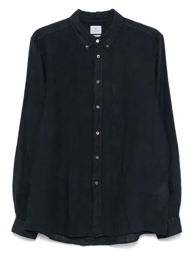 Paul Smith Classic Blue Linen Shirt With Button-down Collar